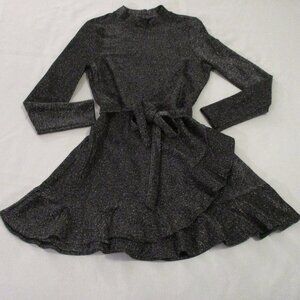 METALLIC BLACK SILVER SPARKLE DRESS – MIDI SIZE S